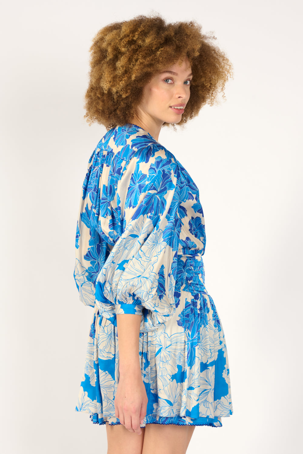 Mini Dress Colleen - Blue Flower Bunch