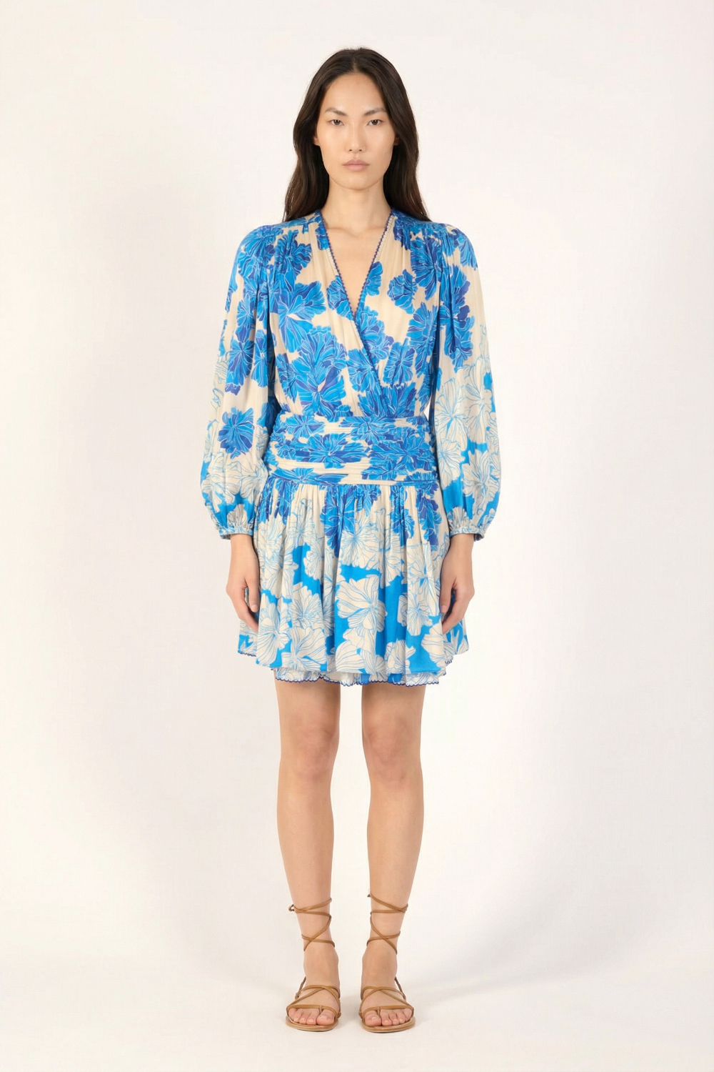 Mini Dress Colleen - Blue Flower Bunch - Poupette St Barth