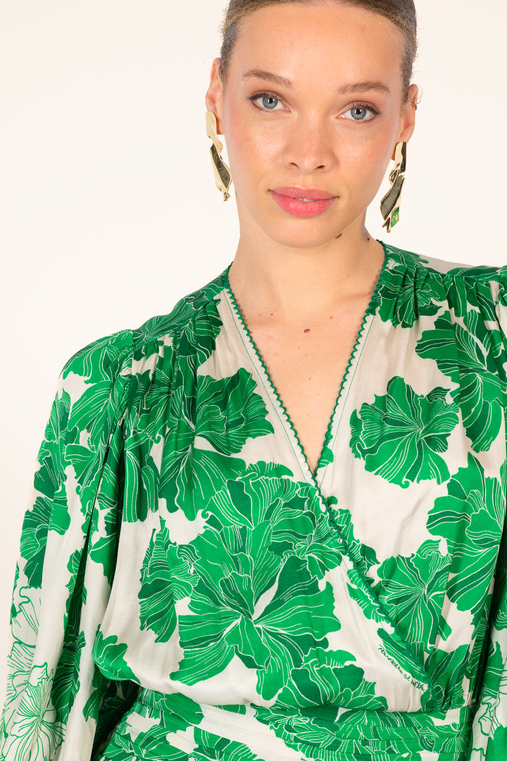 Mini Dress Colleen - Green Flower Bunch