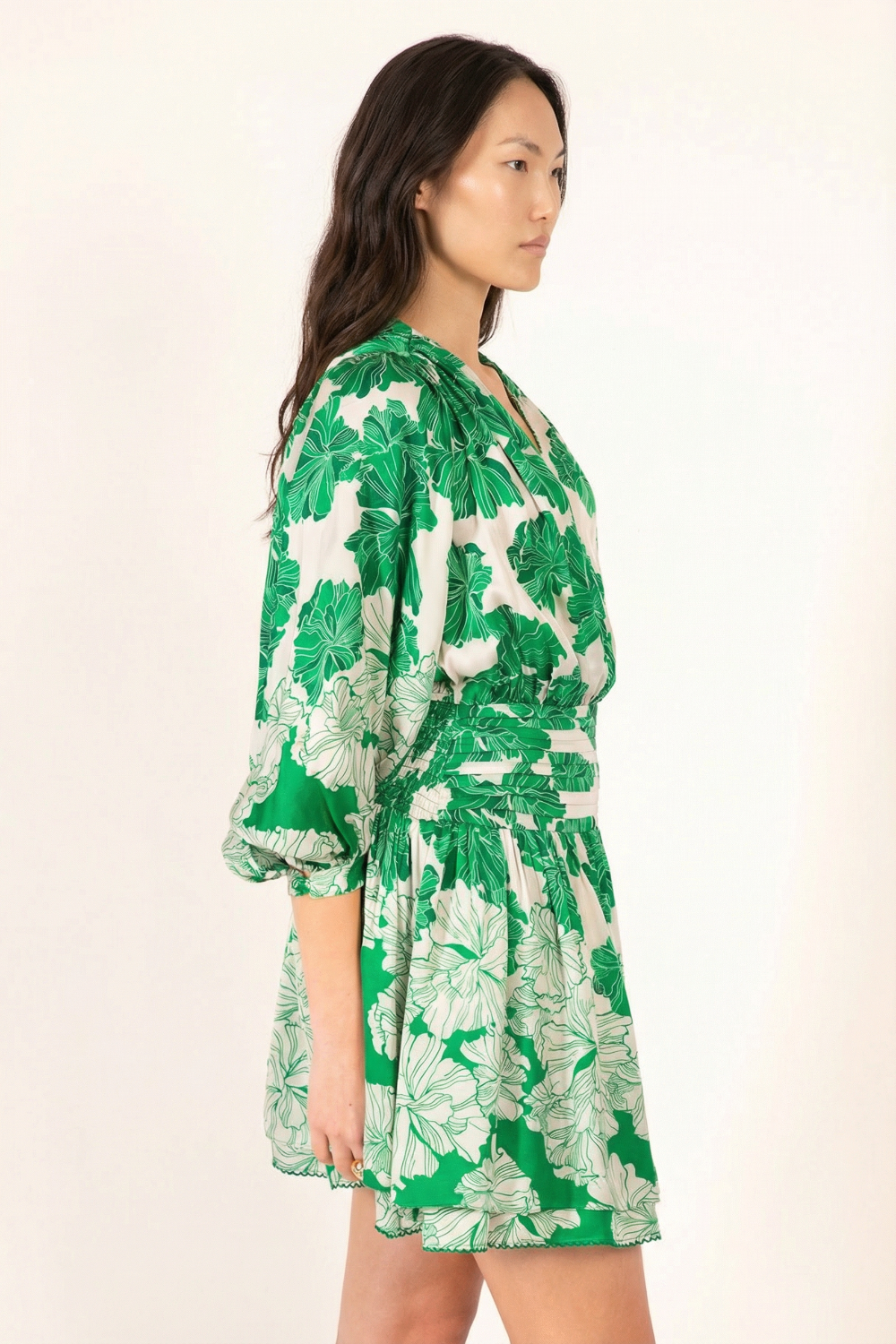 Mini Dress Colleen - Green Flower Bunch - Poupette St Barth