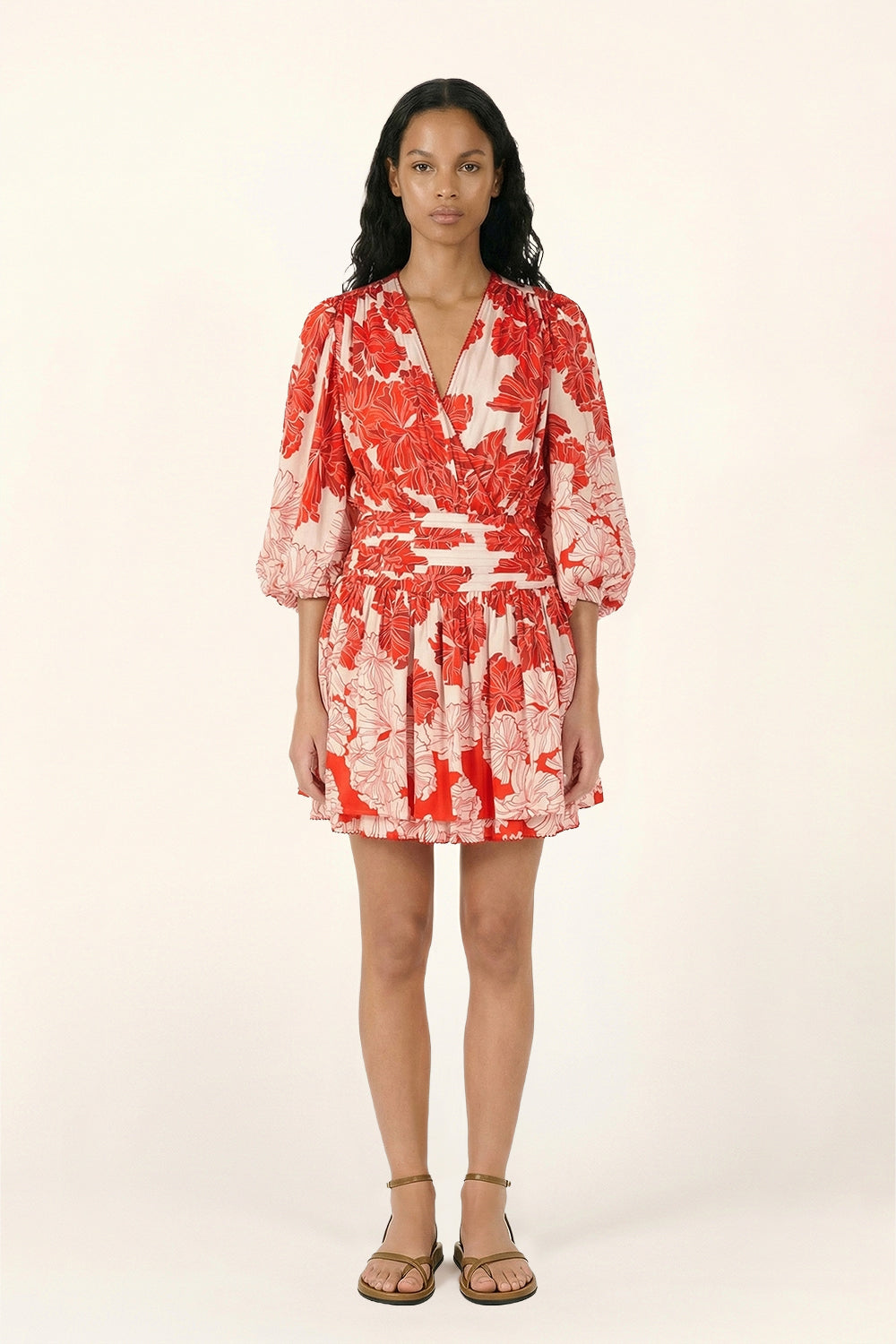 Mini Dress Colleen - Red Flower Bunch - Poupette St Barth