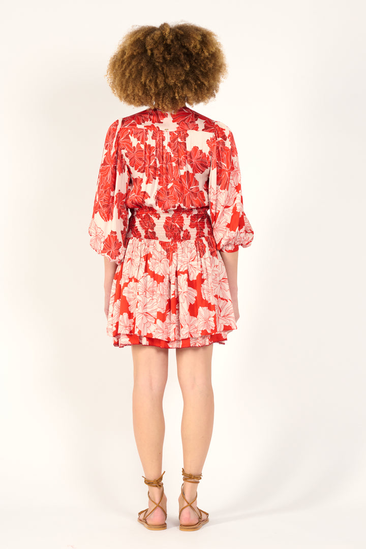 Mini Dress Colleen - Red Flower Bunch