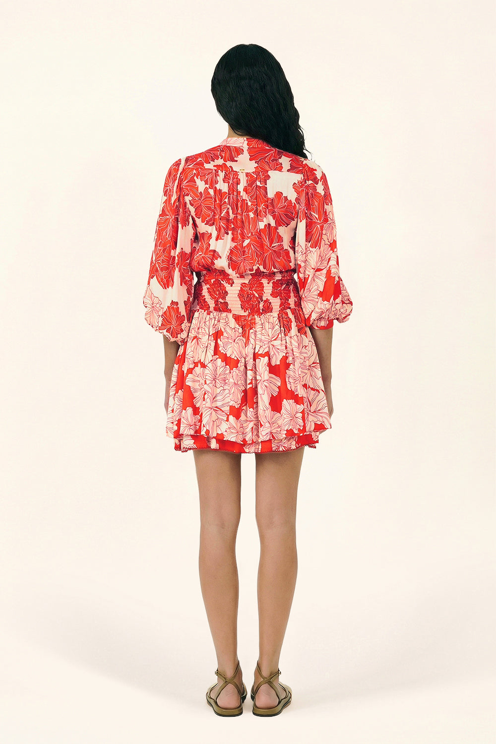 Mini Dress Colleen - Red Flower Bunch - Poupette St Barth