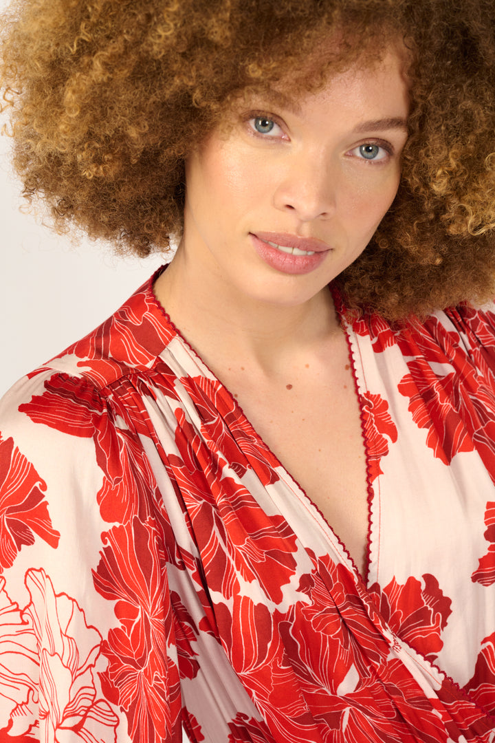 Mini Dress Colleen - Red Flower Bunch