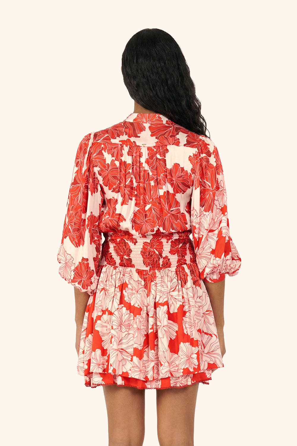 Mini Dress Colleen - Red Flower Bunch - Poupette St Barth