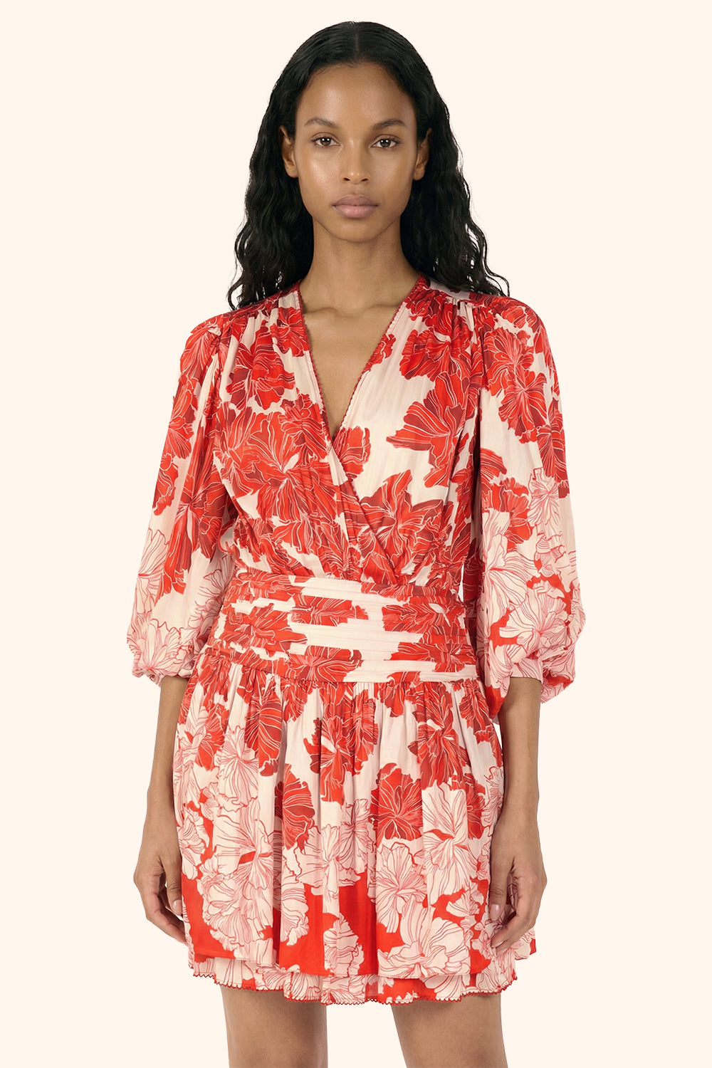 Mini Dress Colleen - Red Flower Bunch - Poupette St Barth
