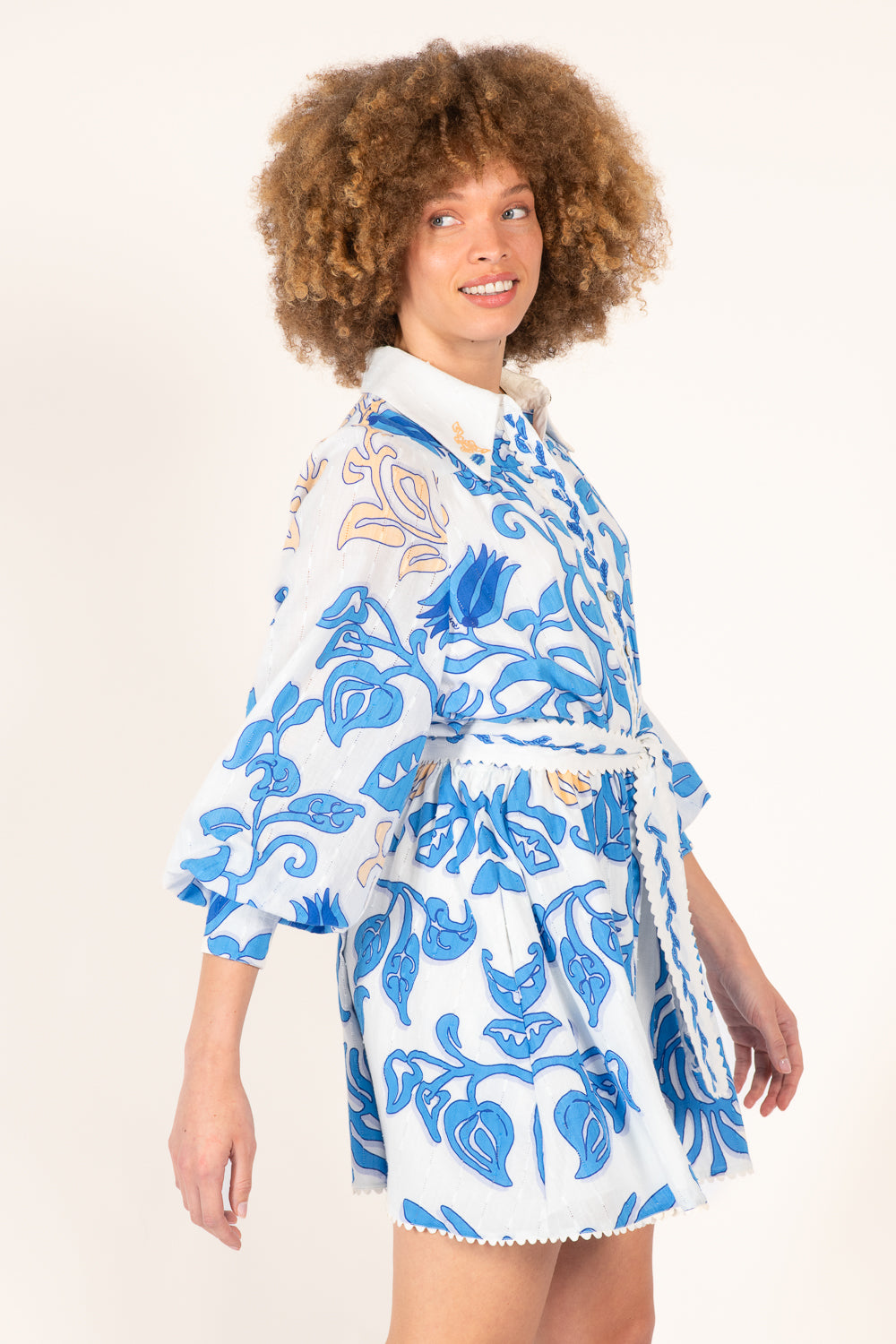 Mini Dress Conti - White Blue Ritual