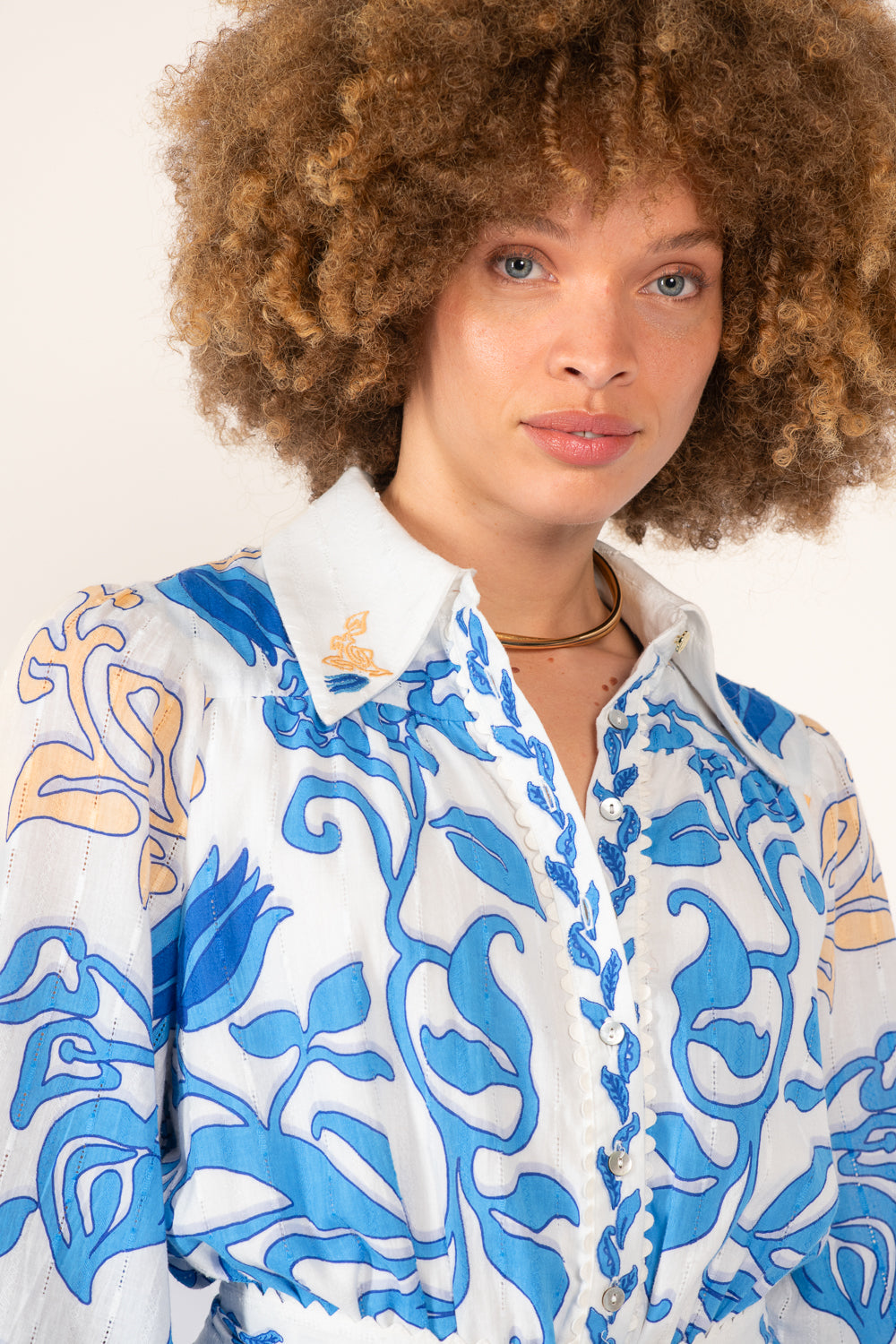 Mini Dress Conti - White Blue Ritual