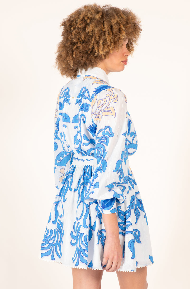 Mini Dress Conti - White Blue Ritual