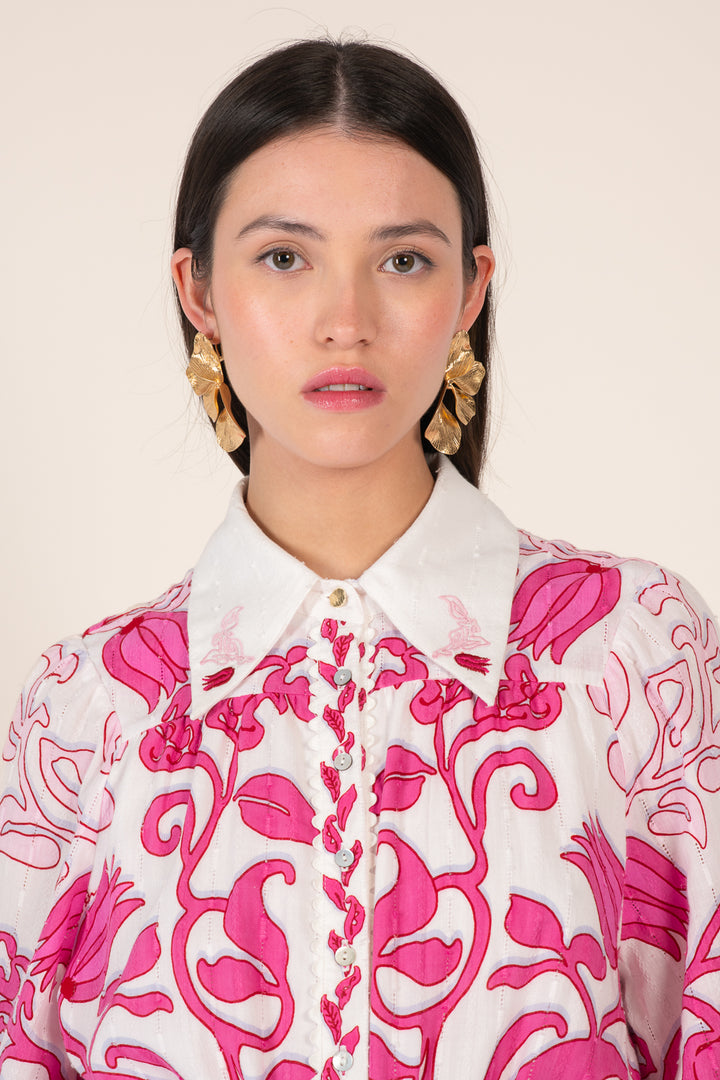 Robe Courte Conti - White Pink Ritual