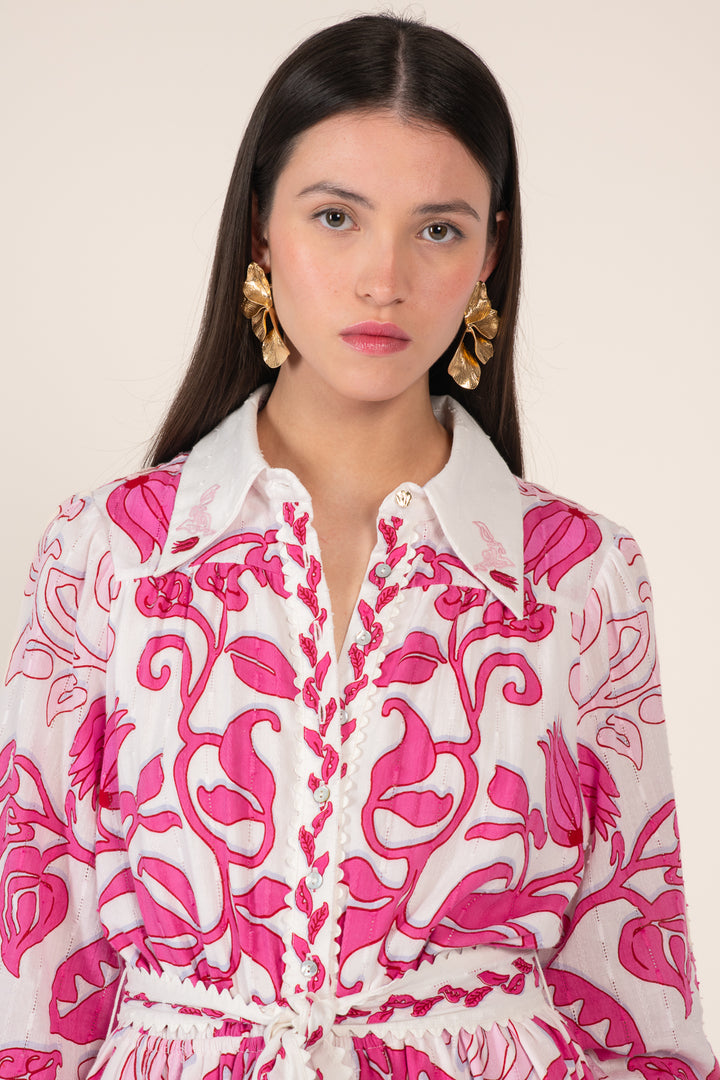 Robe Courte Conti - White Pink Ritual