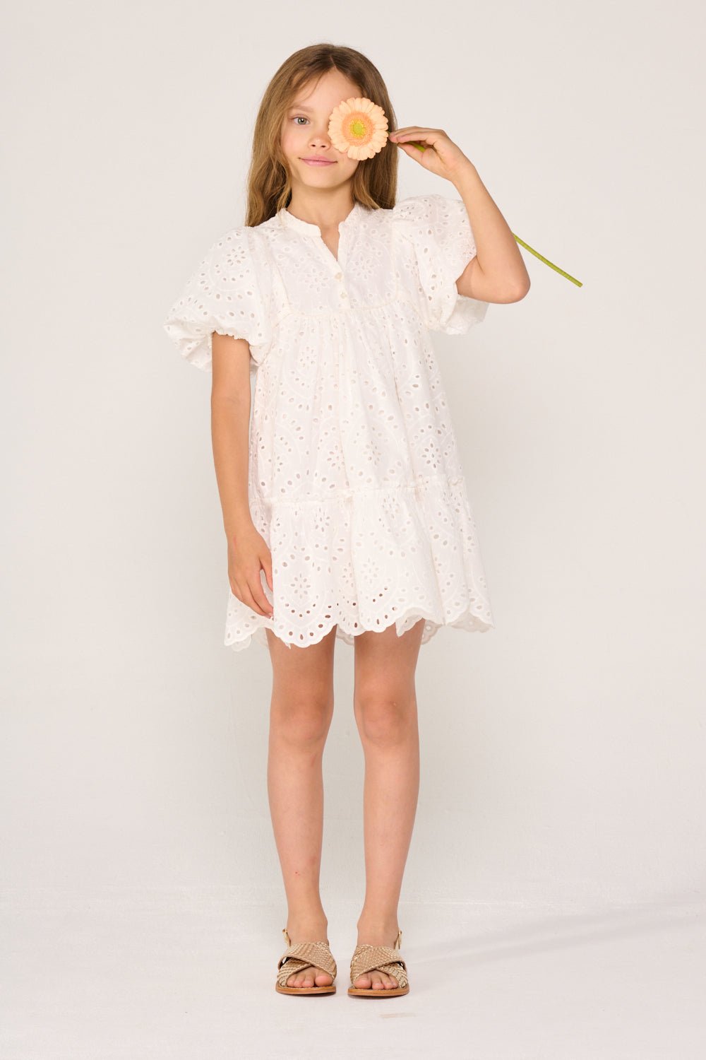 Robe Courte Cruz pour fille - Natural White