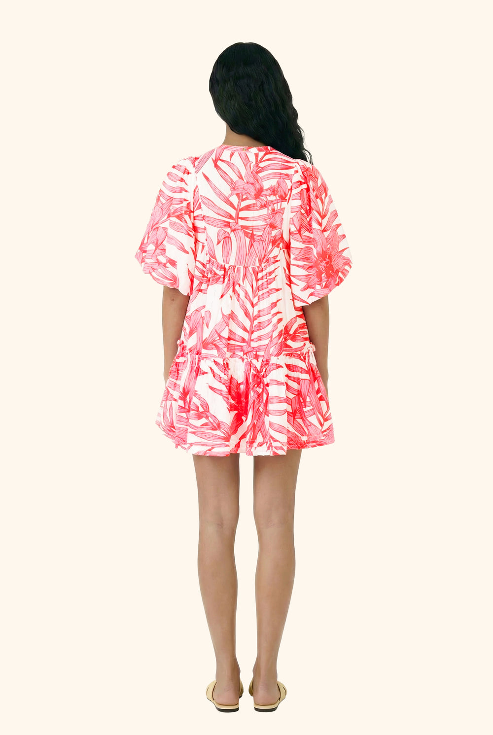 Mini Dress Cruz - Pink Palm Leaf - Poupette St Barth