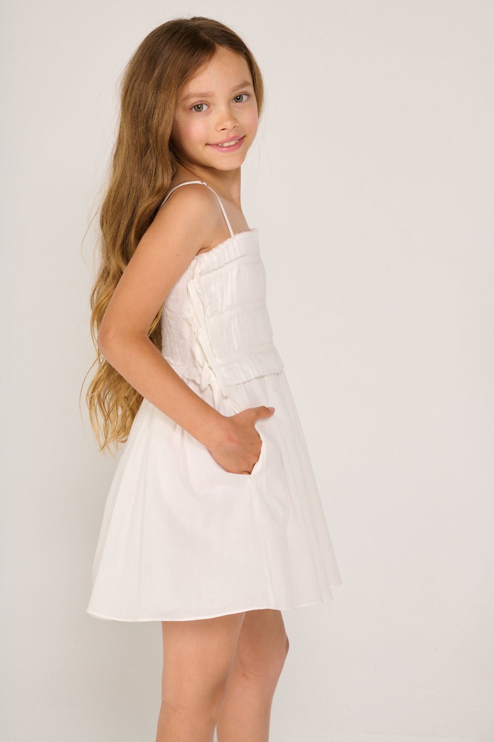 Robe Courte Elena pour fille - Natural White  