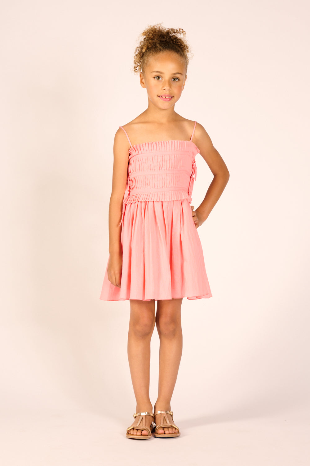 Mini Dress Elena for girls - Warm Peach