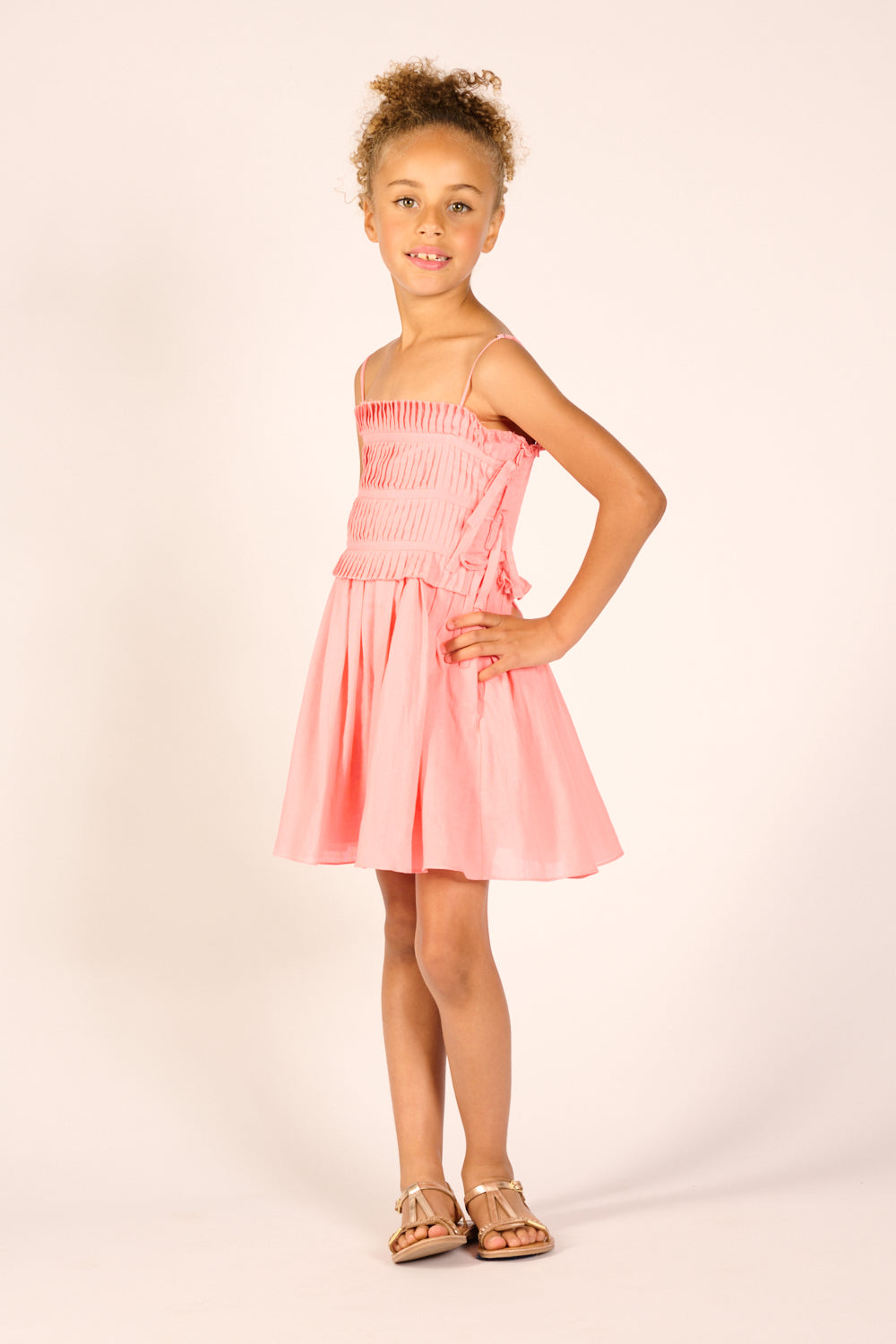Mini Dress Elena for girls - Warm Peach