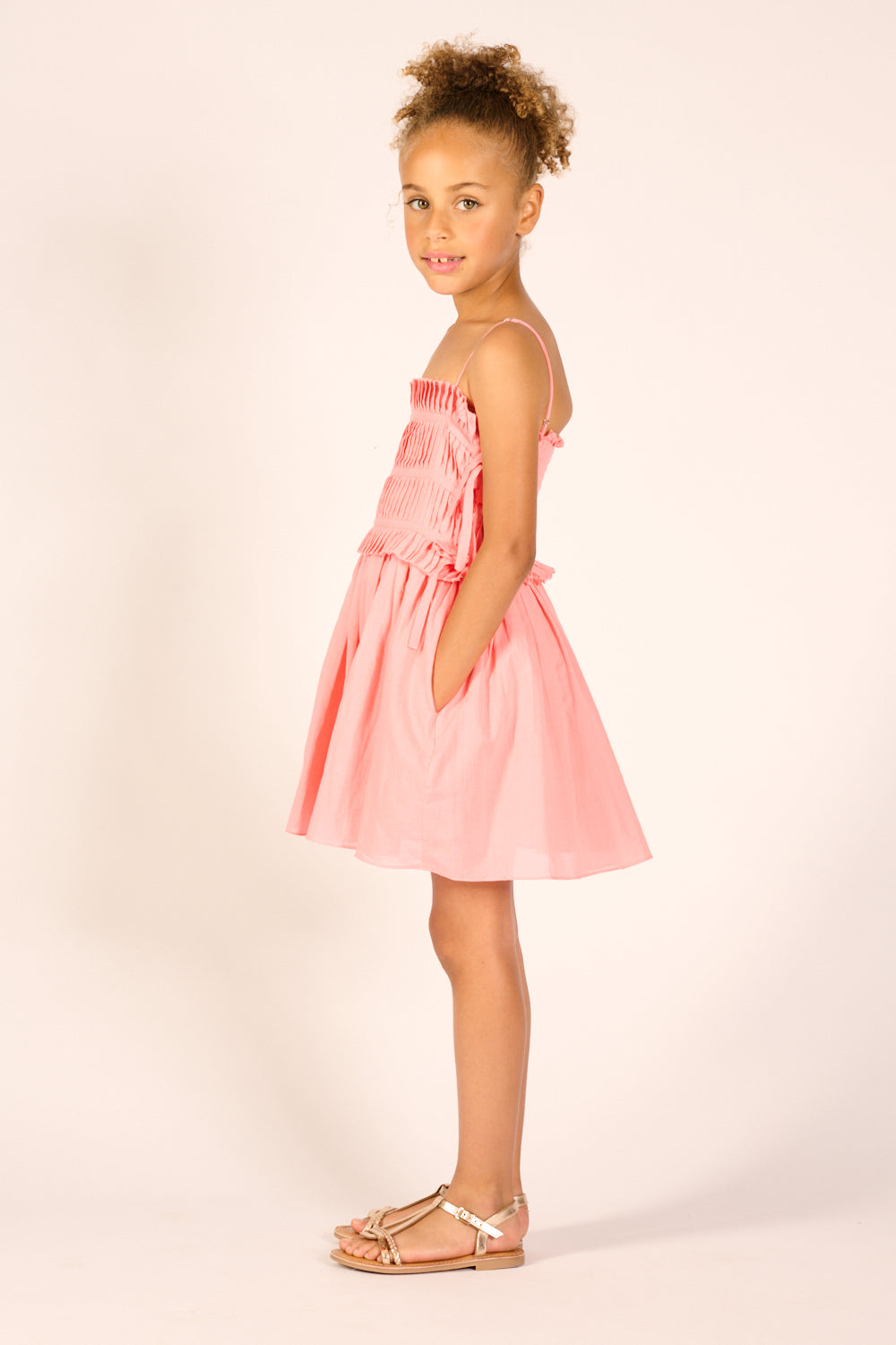 Mini Dress Elena for girls - Warm Peach