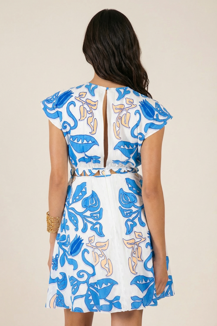 Mini Dress Hazel - White Blue Ritual - Poupette St Barth