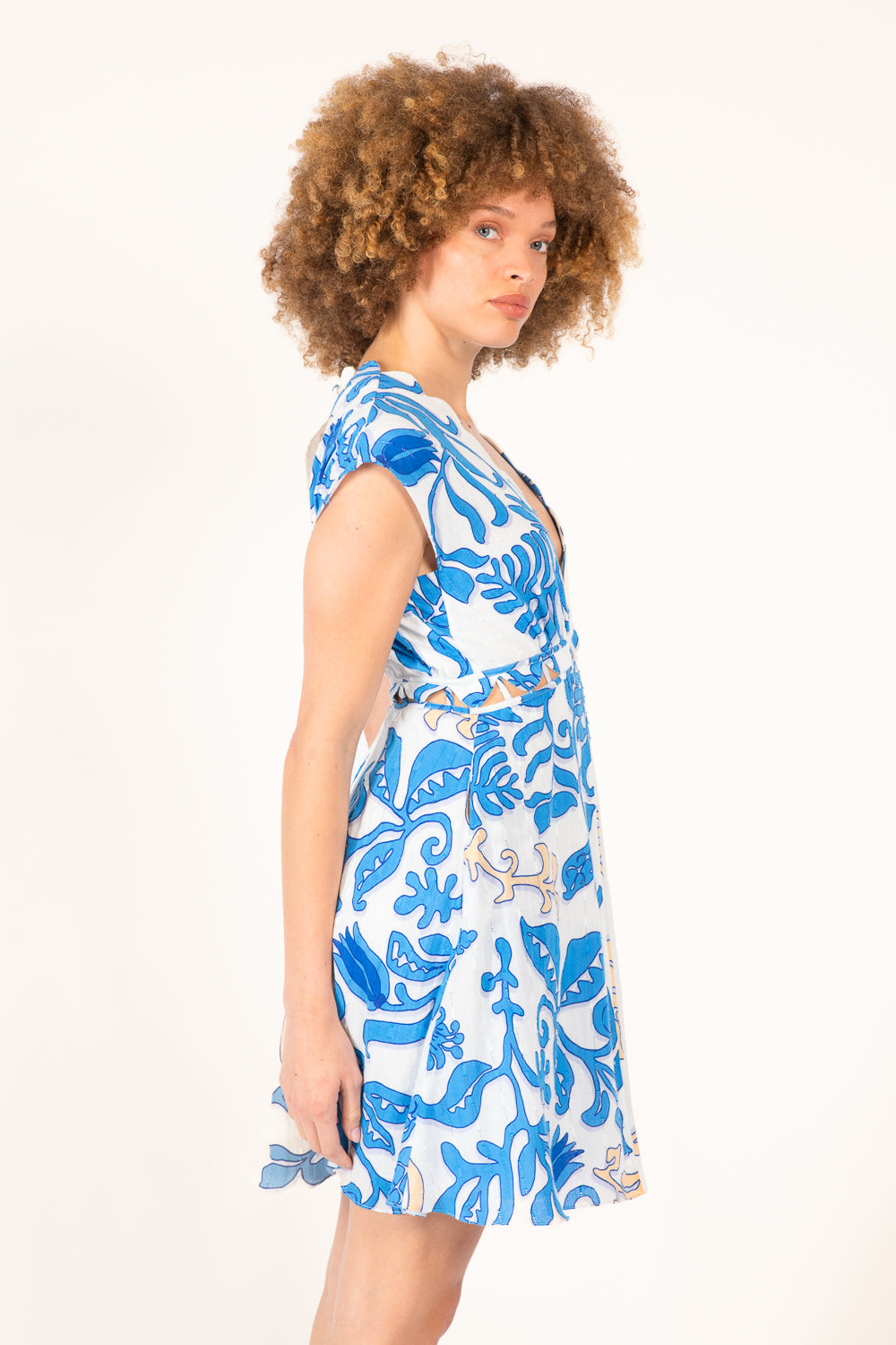 Mini Dress Hazel - White Blue Ritual