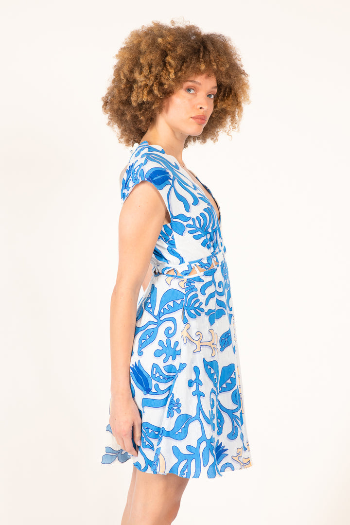 Mini Dress Hazel - White Blue Ritual