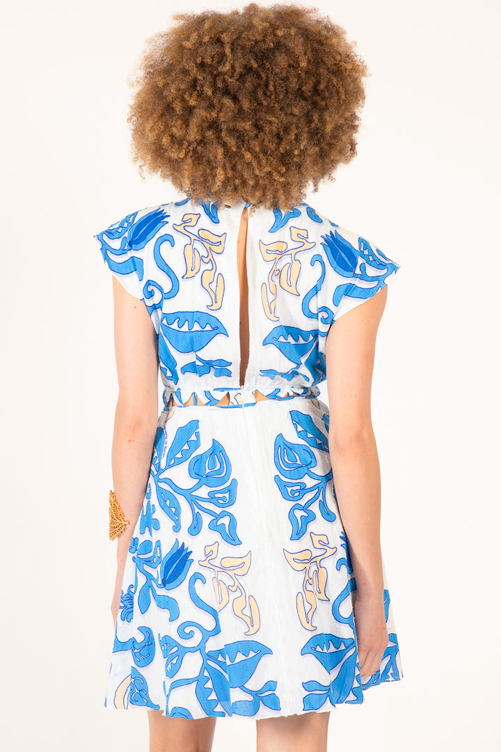 Mini Dress Hazel - White Blue Ritual