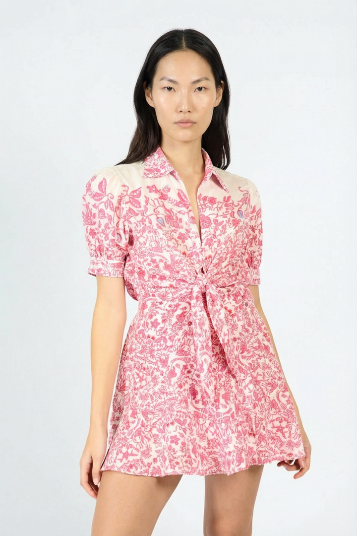 Pink Tiare Mini Dress by Poupette St Barth featuring a stylish, lightweight design perfect for warm weather.