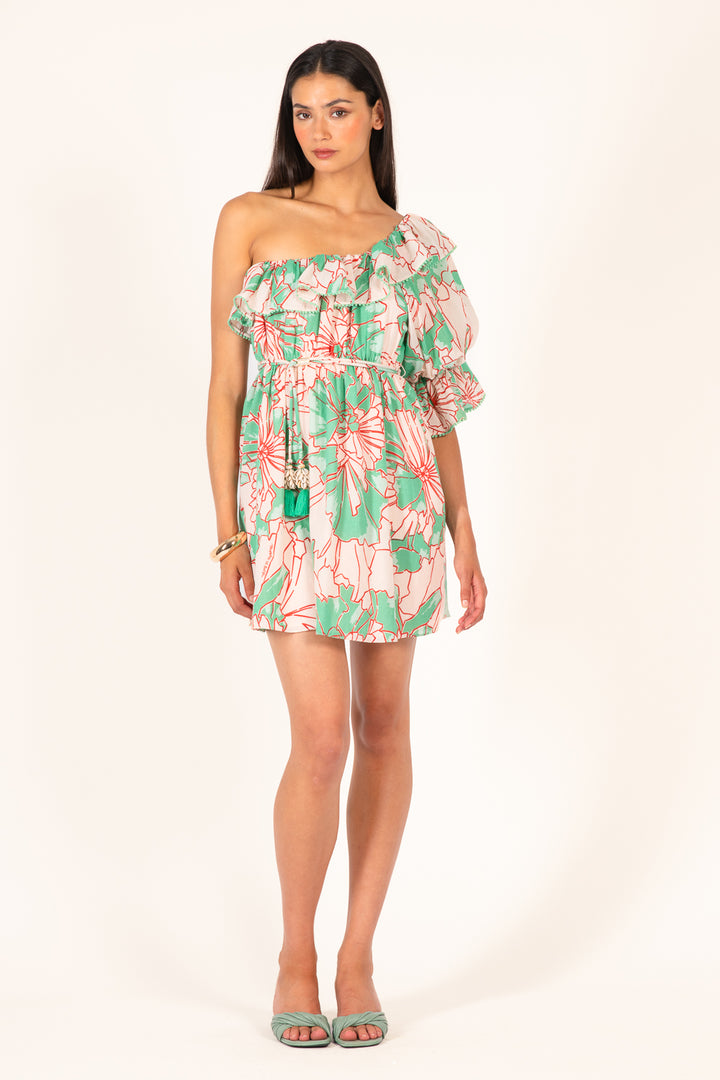 Mini Dress Jenny - Green Petal - Poupette St Barth