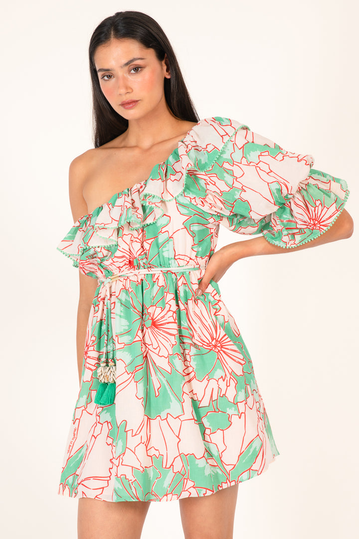 Mini Dress Jenny - Green Petal - Poupette St Barth