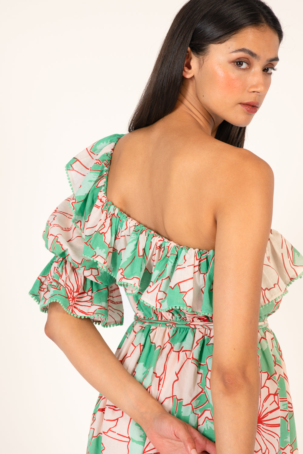 Mini Dress Jenny - Green Petal - Poupette St Barth