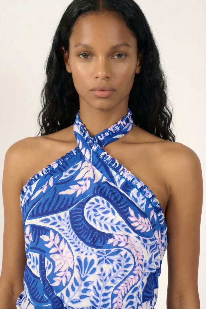 Mini Dress Manon - Blue Holy Snake - Poupette St Barth
