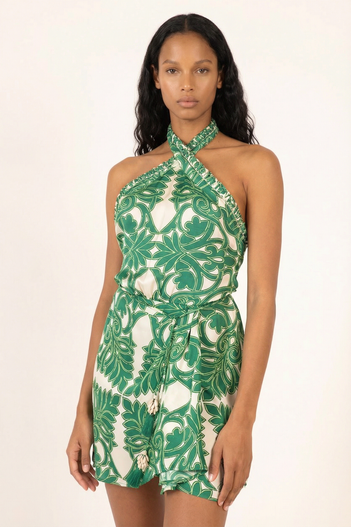 Mini Dress Manon - Green Mantra - Poupette St Barth