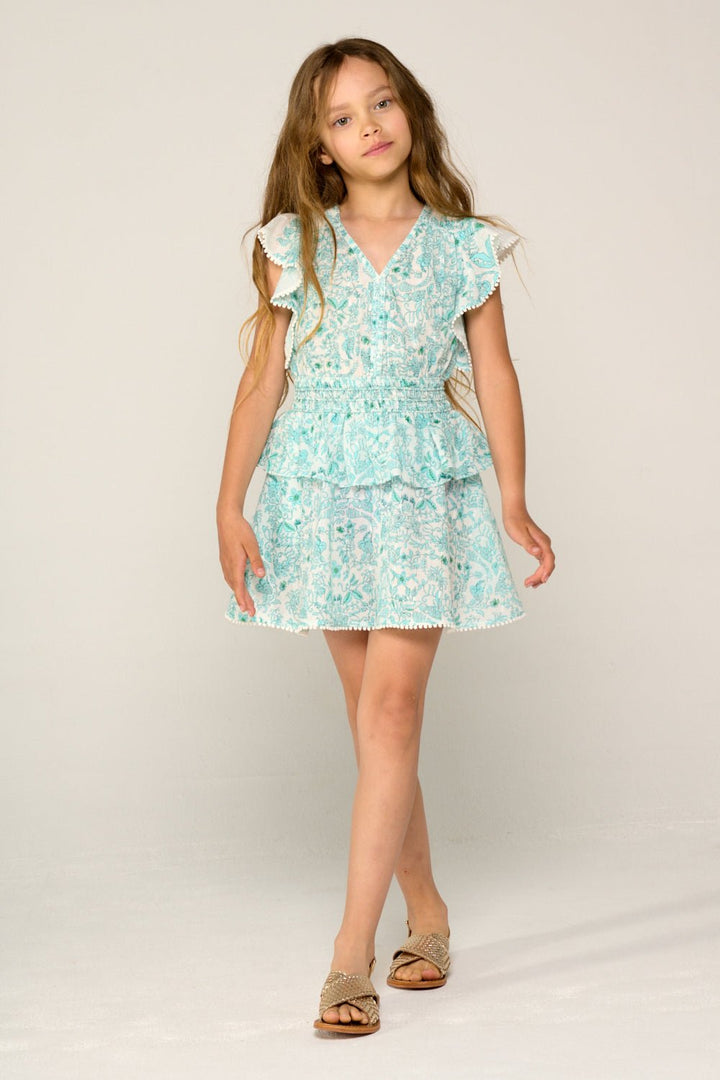Robe Courte Noemi pour fille - Aqua Tiare