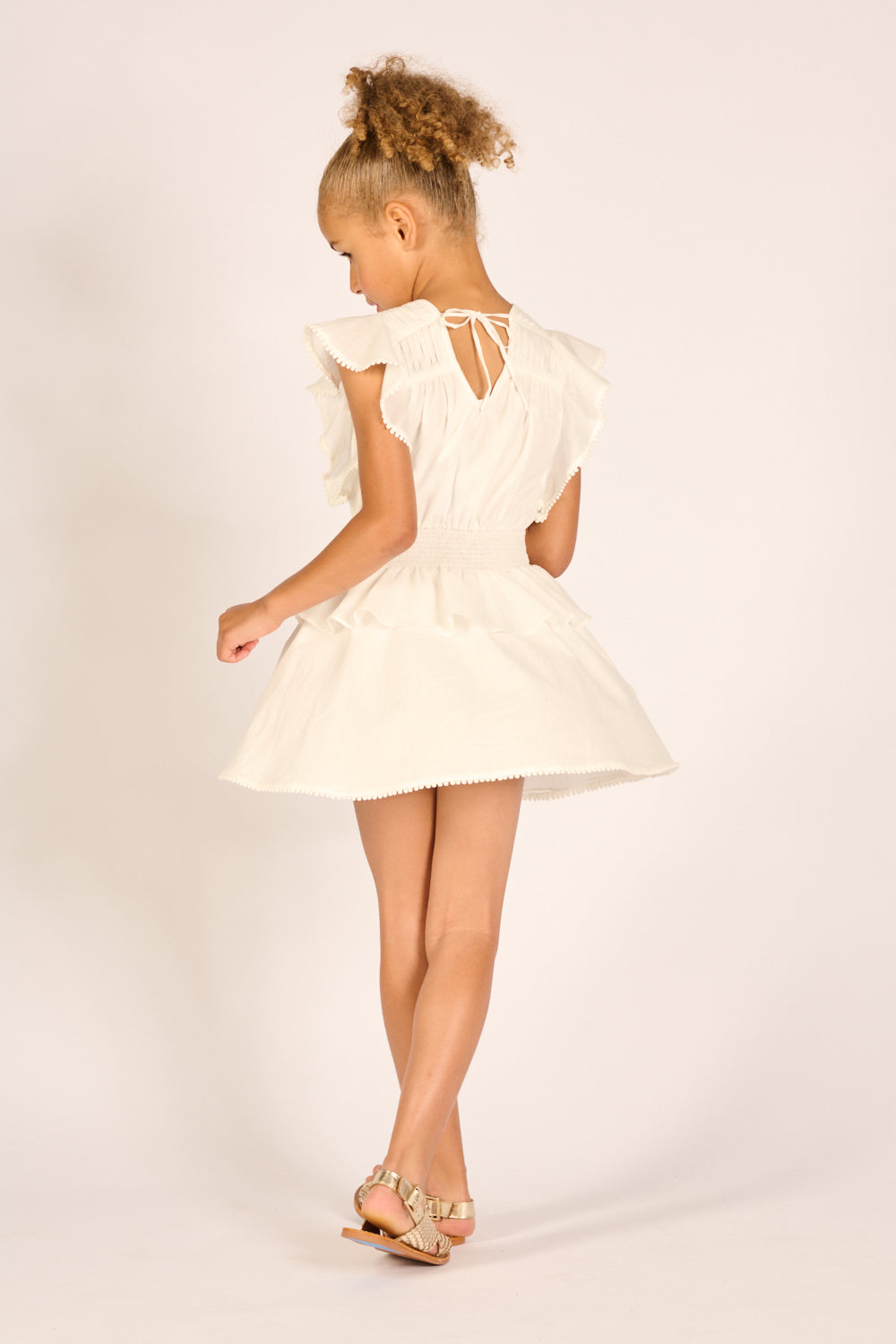 Mini Dress Noemi for girls - Natural White