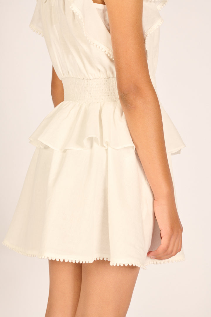 Mini Dress Noemi for girls - Natural White