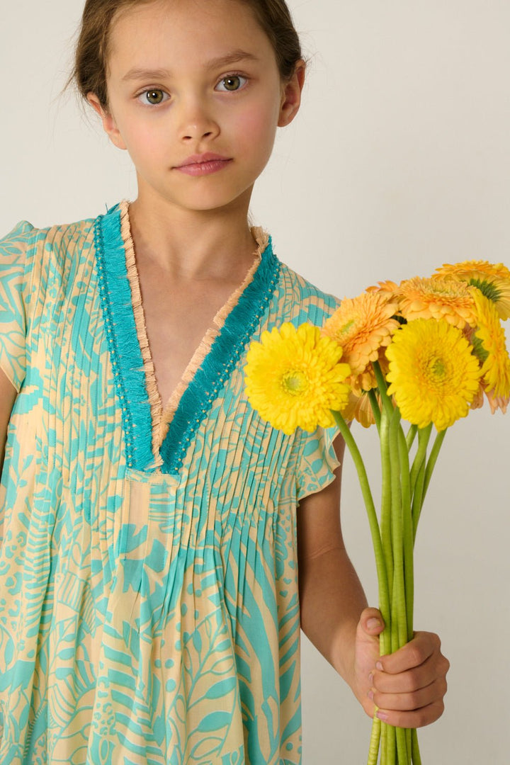 Robe Courte Sasha pour fille - Aqua Toucan