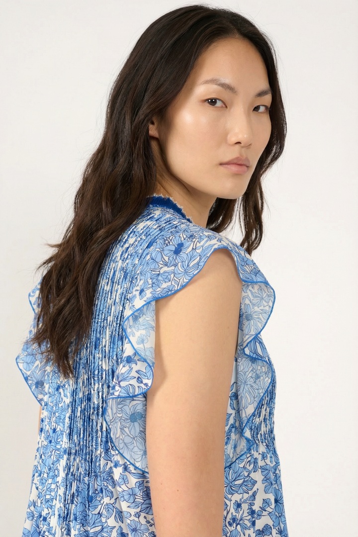 Mini Dress Sasha - Blue Aquaflora - Poupette St Barth