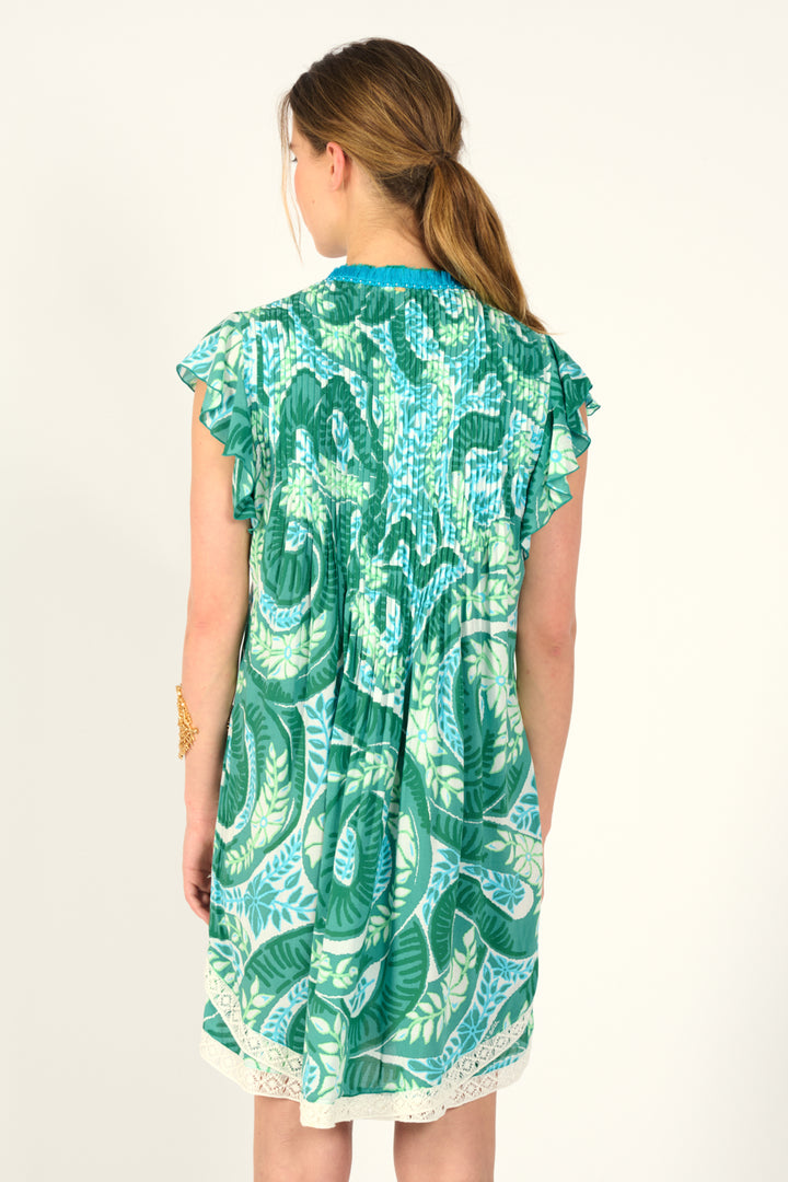 Mini Dress Sasha - Green Holy Snake - Poupette St Barth