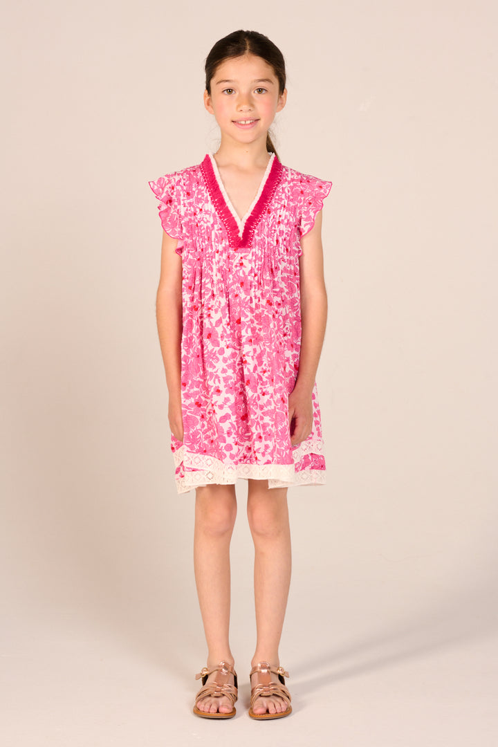 Mini Dress Sasha for girls - Pink Aquaflora