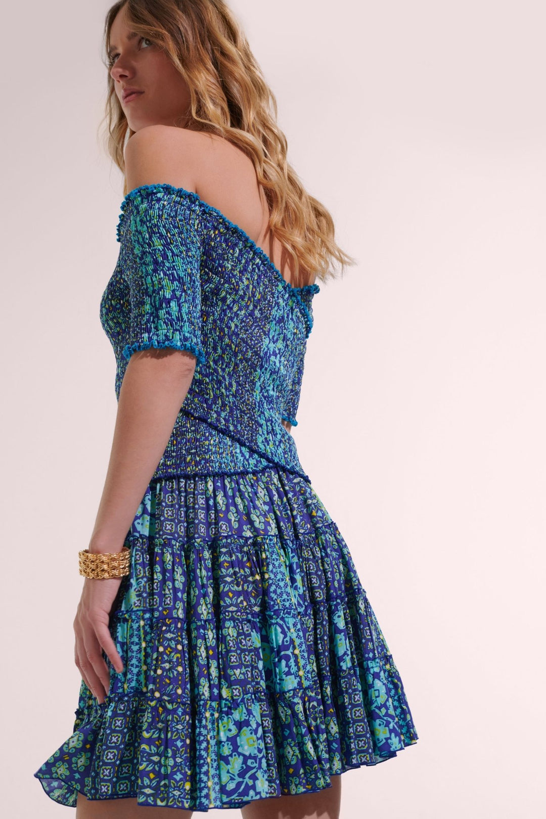 Robe Courte Solitude - Blue Verti Batik