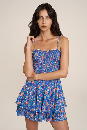Robe Courte Sunia - Blue Tiny Blooms