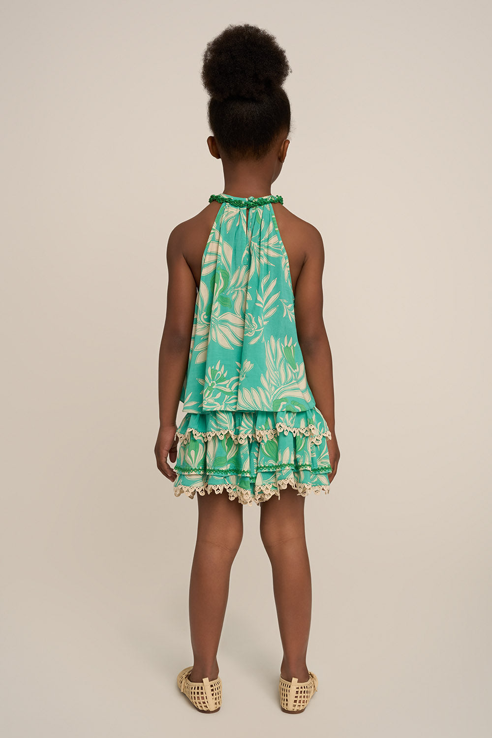 Poupette St Barth Aqua Kerylos girl’s Top Cleo, stylish blue sleeveless top with back detail, perfect for warm weather.