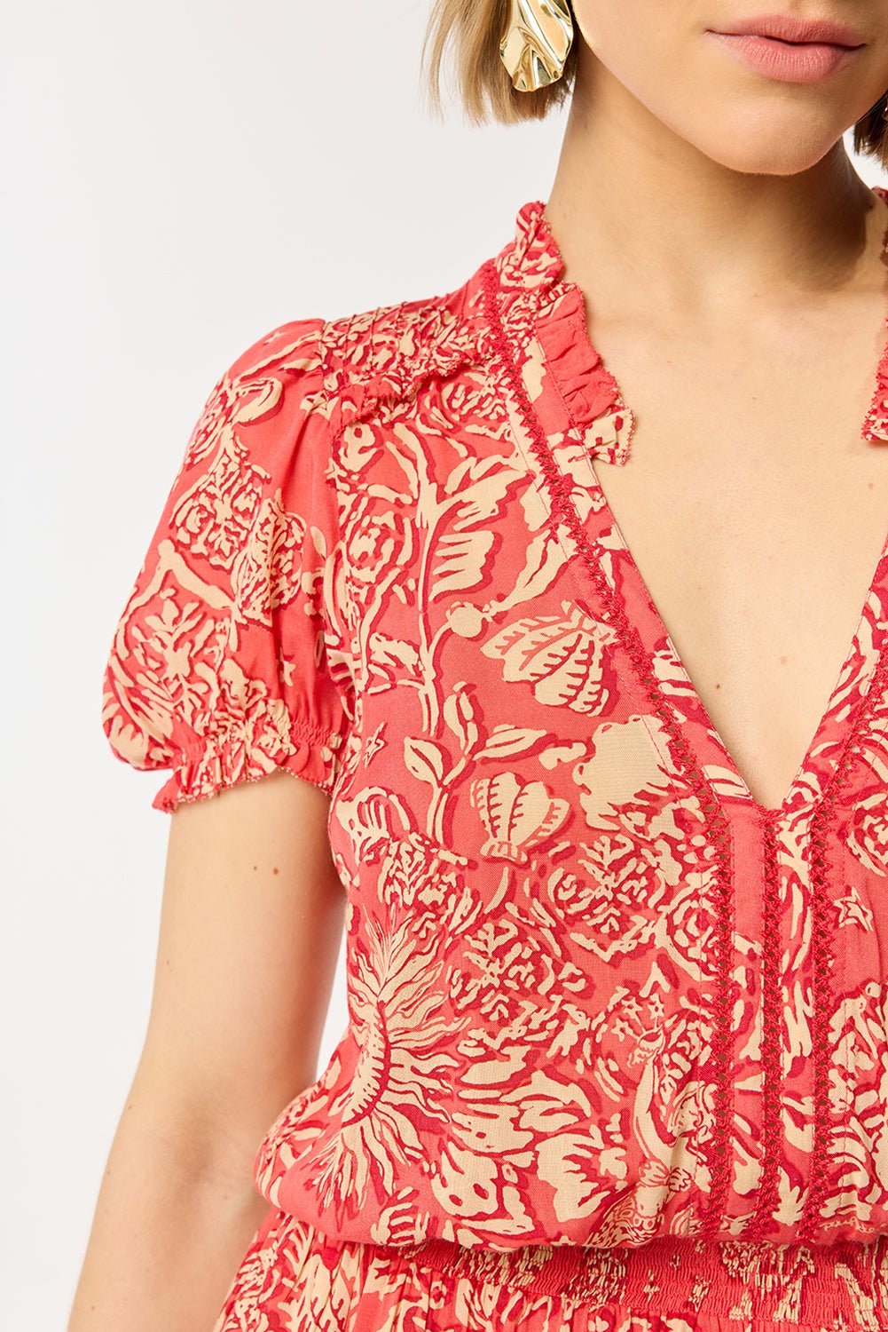 Mini Dress Bibi - Pink Oriental Foulard|Resort Collection|Poupette St Barth L / PINK / VISCOSE Mini Dress Bibi - Pink Oriental Foulard|Resort Collection|Poupette St Barth L / PINK / VISCOSE