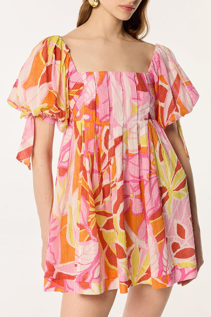 orange and pink floral mini dress Rhythm Bora Bora Dress - Pink & Orange Dress - Floral Mini Dress