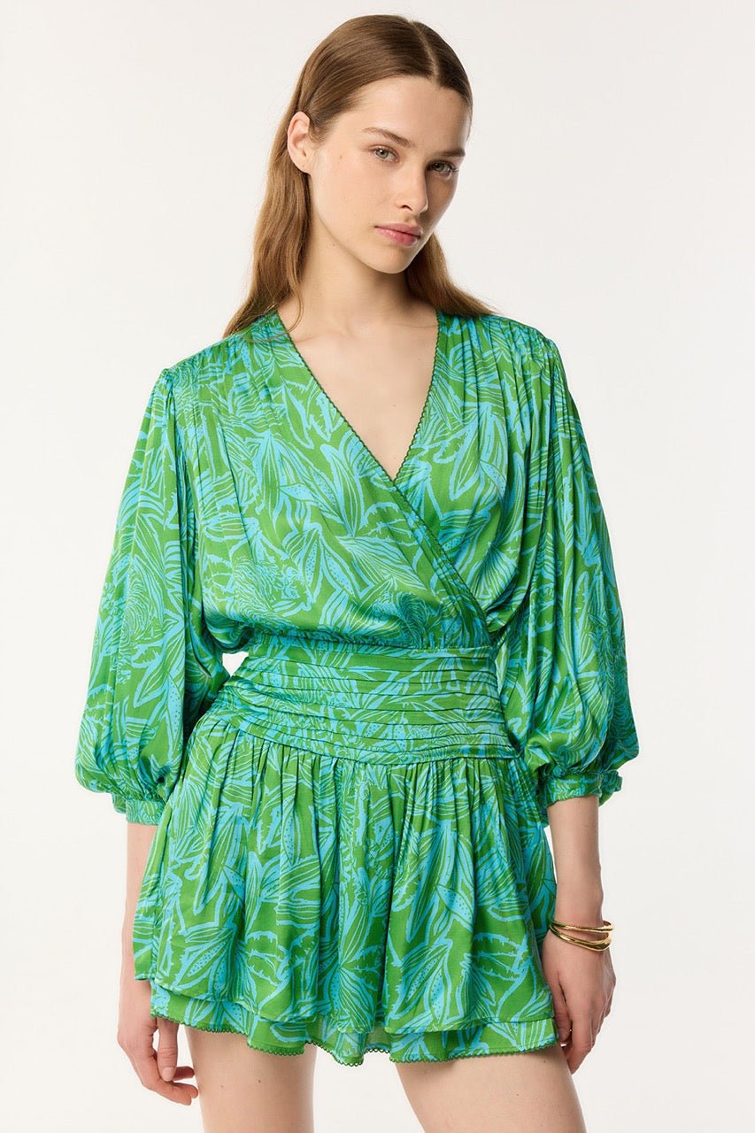 Mini Dress Colleen - Turquoise Pop Tiger - Poupette St Barth