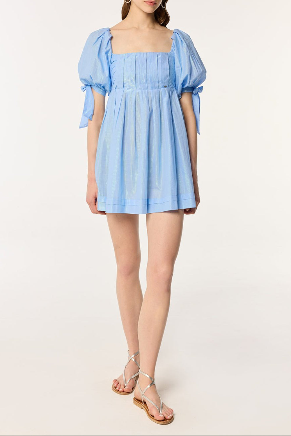 Mini Dress Catalina - Light BLUE | Spring Collection | Poupette St Barth S / Light BLUE / COTTON METALLIC PLAIN Mini Dress Catalina - Light BLUE | Spring Collection | Poupette St Barth S / Light BLUE / COTTON METALLIC PLAIN