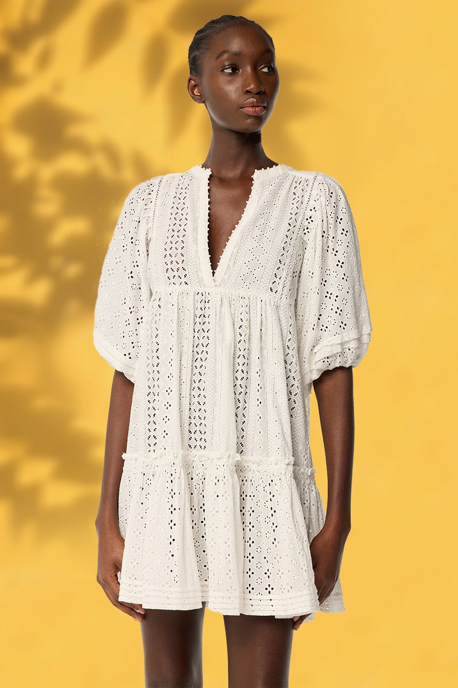 Mini Dress Aria - Natural White|Resort Collection|Poupette St Barth XSS / NATURAL White / COTTON EYELET Mini Dress Aria - Natural White|Resort Collection|Poupette St Barth XSS / NATURAL White / COTTON EYELET