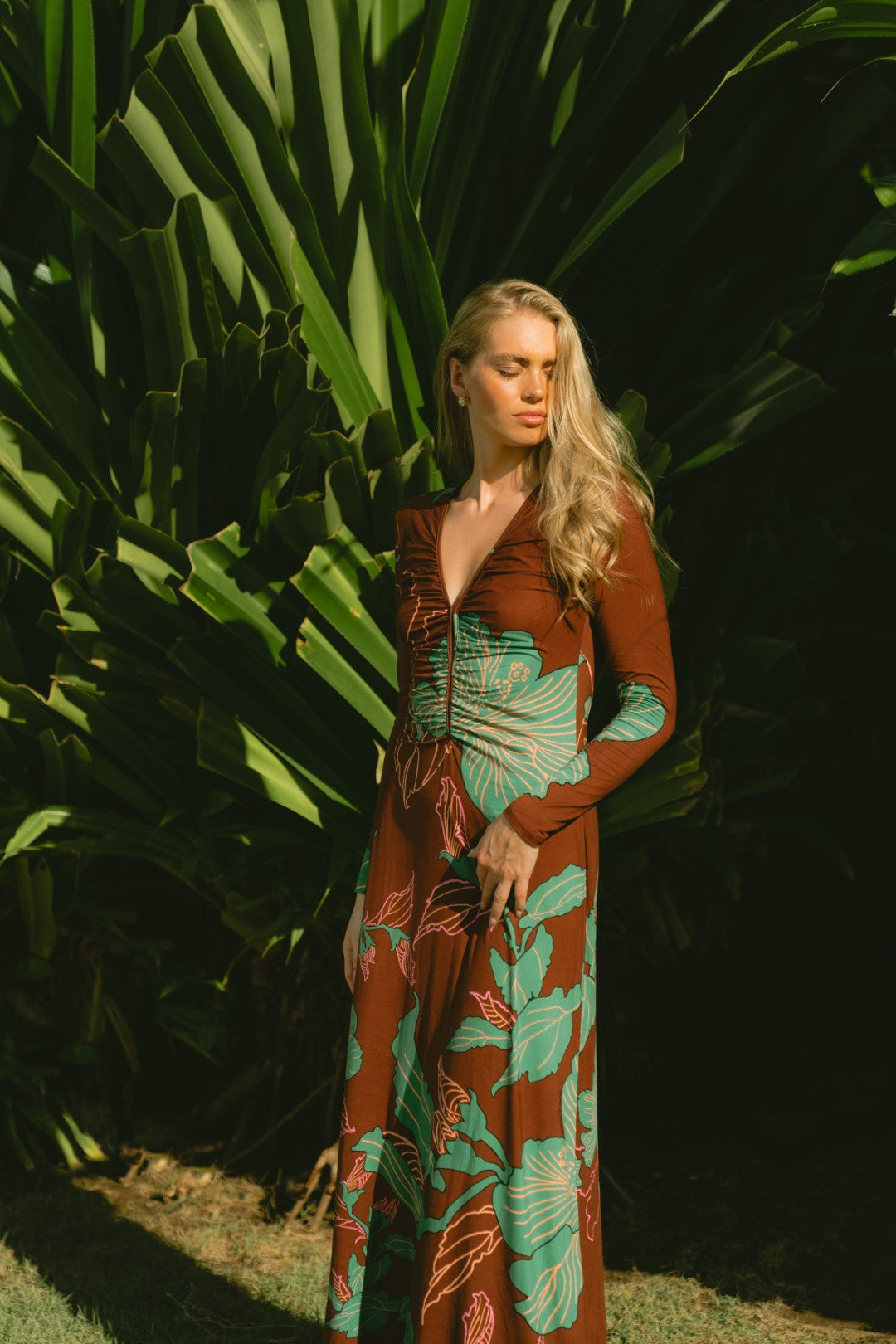 Robe Longue Bossa - Brown Hibiscus