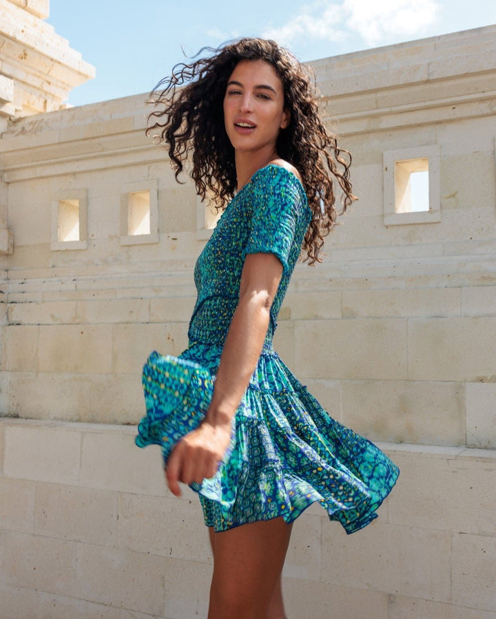 Robe Courte Solitude - Blue Verti Batik