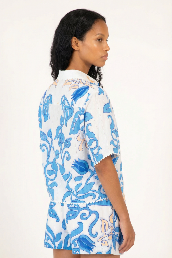 Shirt Java - White Blue Ritual - Poupette St Barth
