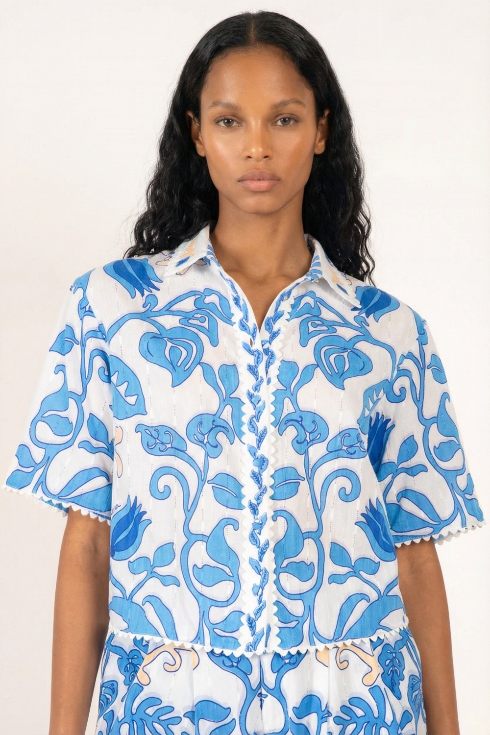Shirt Java - White Blue Ritual - Poupette St Barth